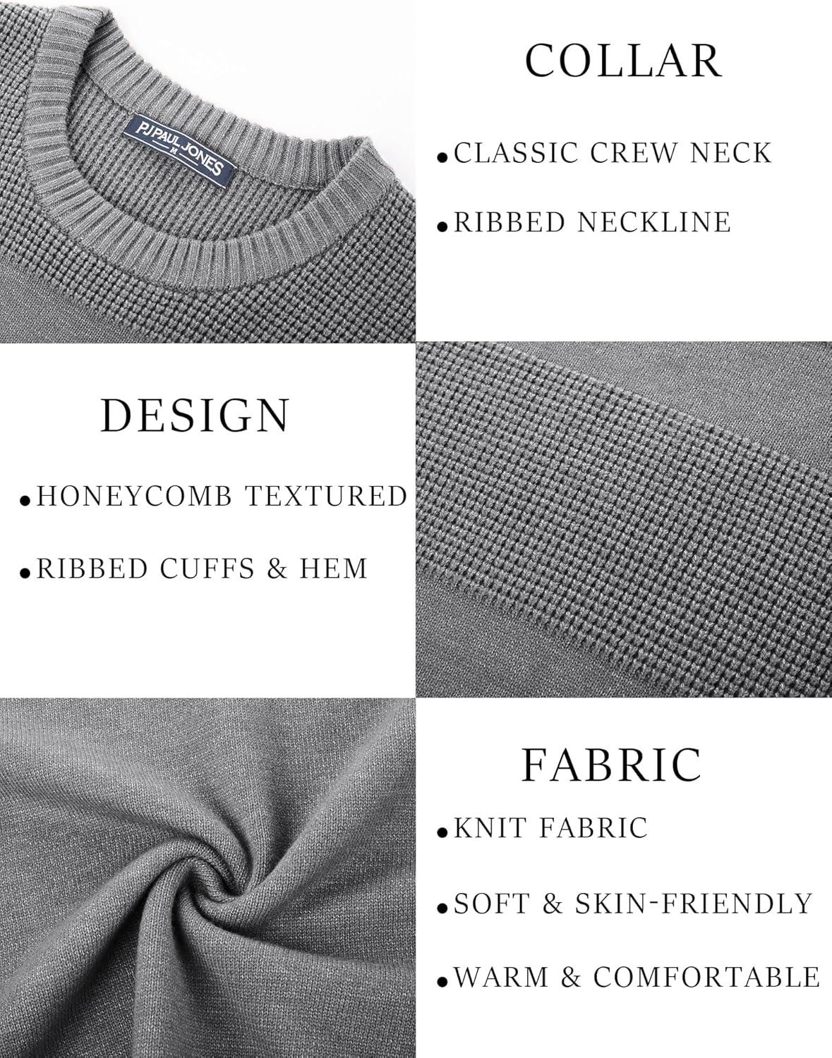 imagePJ PAUL JONES Mens Sweater Casual Crew Neck Pullover Textured Knit SweatersGrey