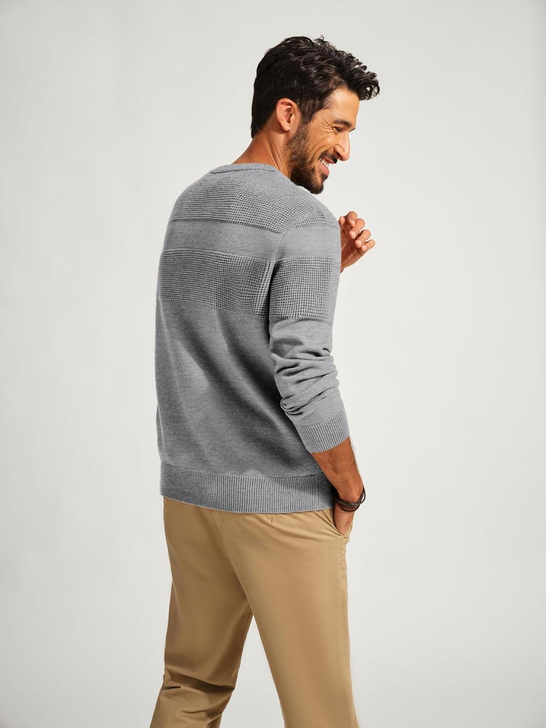 imagePJ PAUL JONES Mens Sweater Casual Crew Neck Pullover Textured Knit SweatersGrey