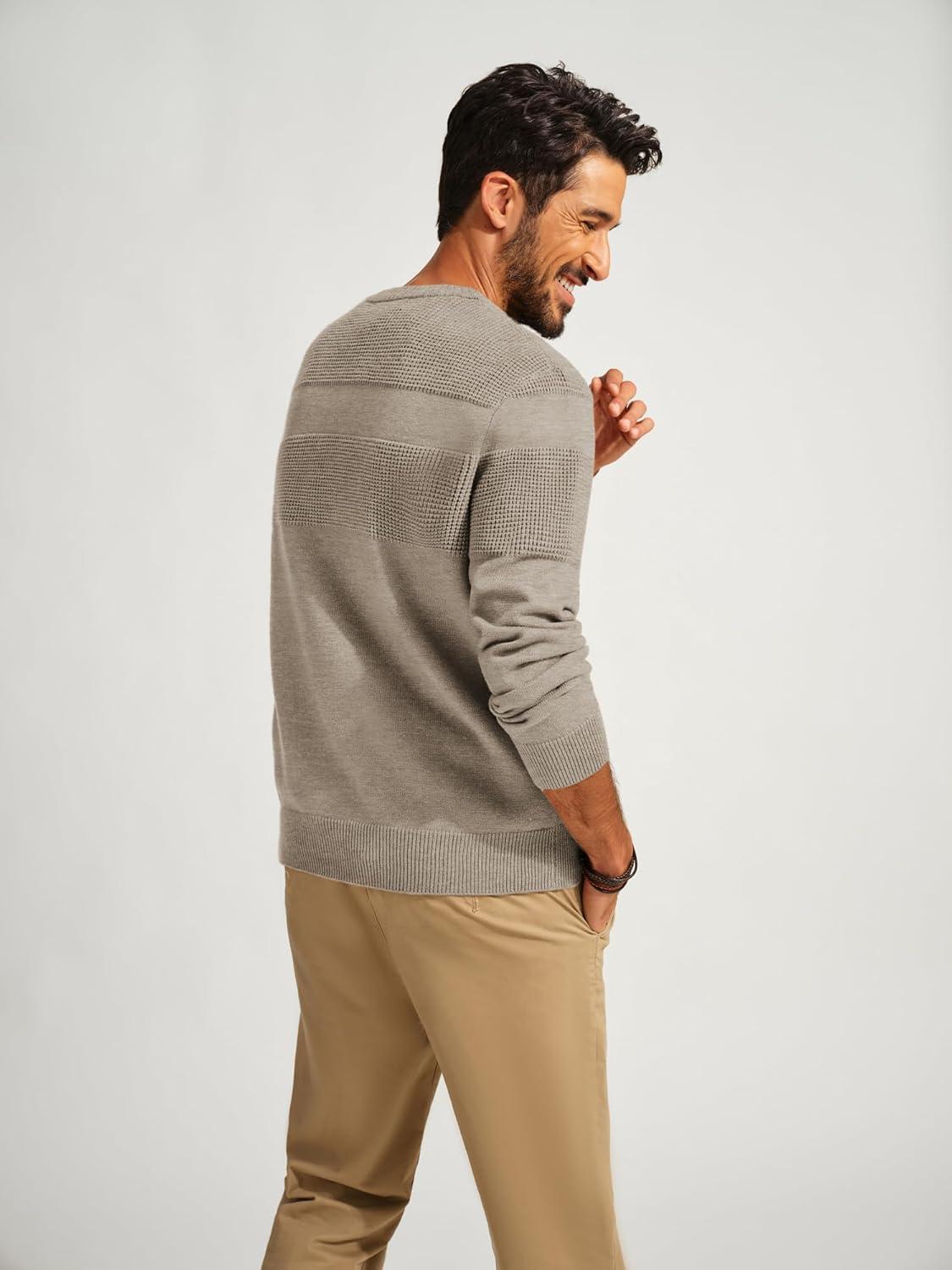 imagePJ PAUL JONES Mens Sweater Casual Crew Neck Pullover Textured Knit SweatersMocha