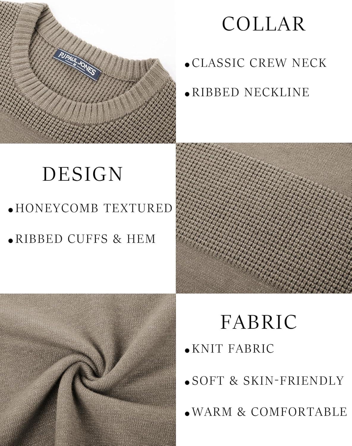 imagePJ PAUL JONES Mens Sweater Casual Crew Neck Pullover Textured Knit SweatersMocha