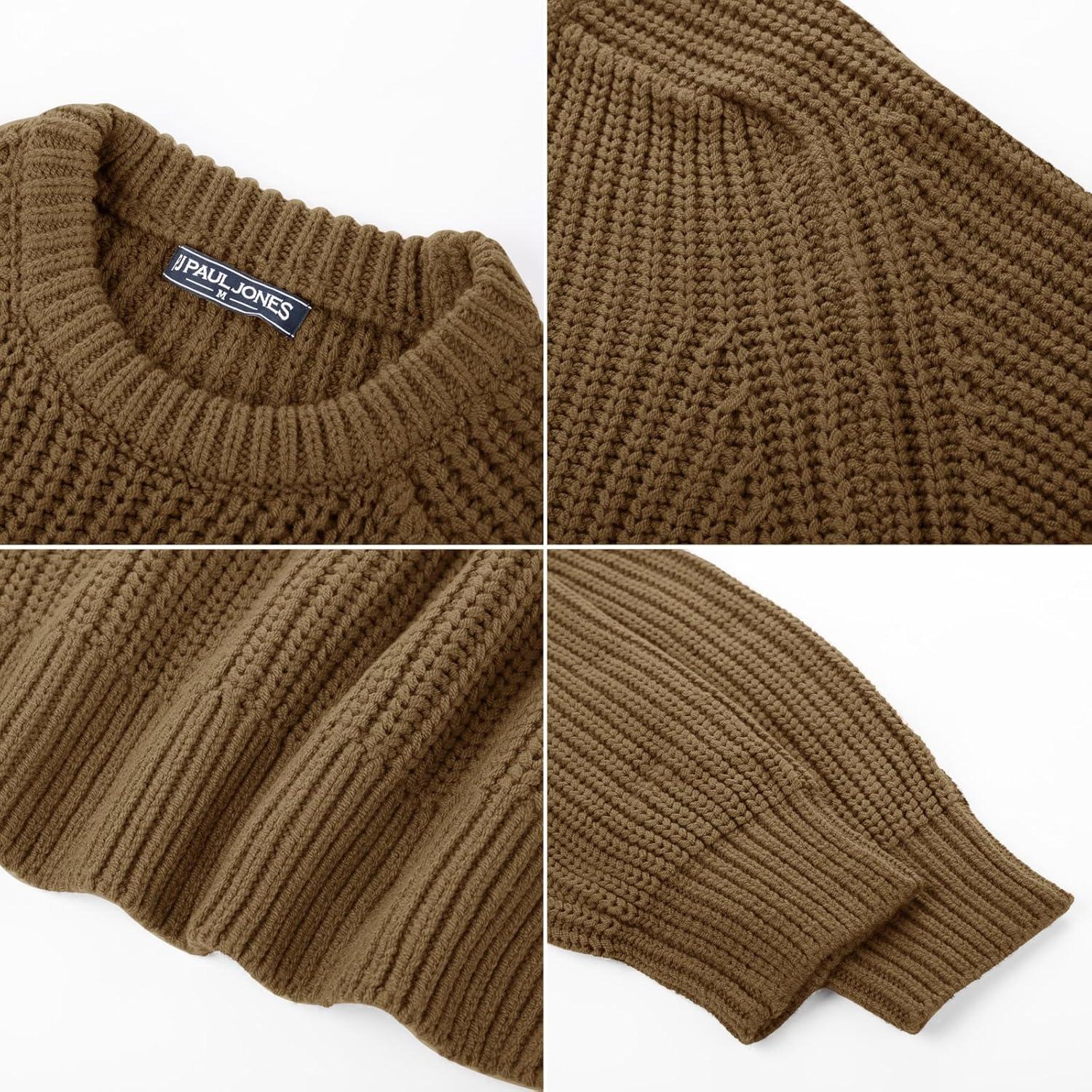 imagePJ PAUL JONES Mens Sweater Crewneck Knit Sweaters Casual Textured Pullover SweaterBrown
