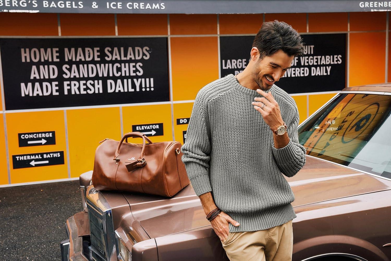 imagePJ PAUL JONES Mens Sweater Crewneck Knit Sweaters Casual Textured Pullover SweaterGray