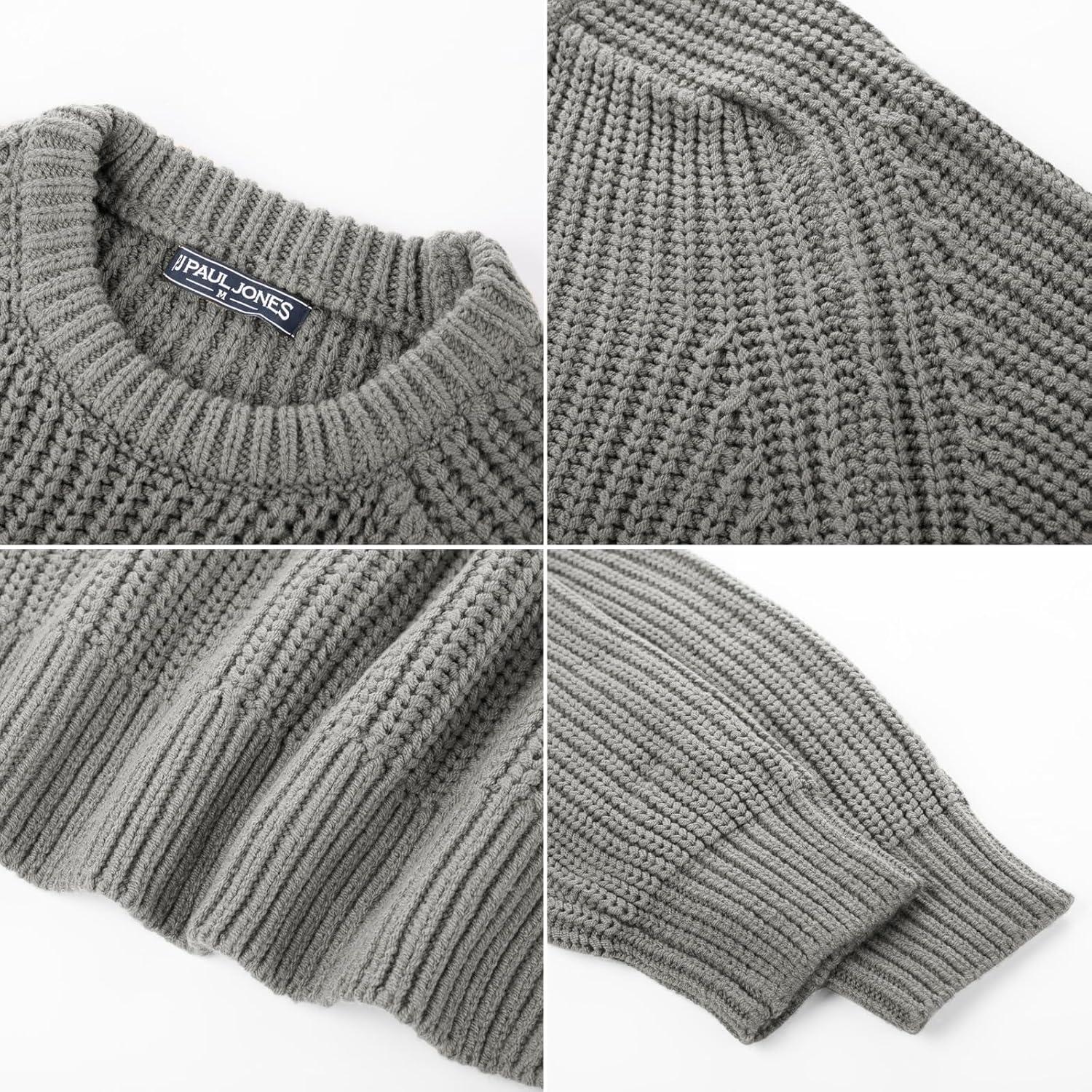 imagePJ PAUL JONES Mens Sweater Crewneck Knit Sweaters Casual Textured Pullover SweaterGray