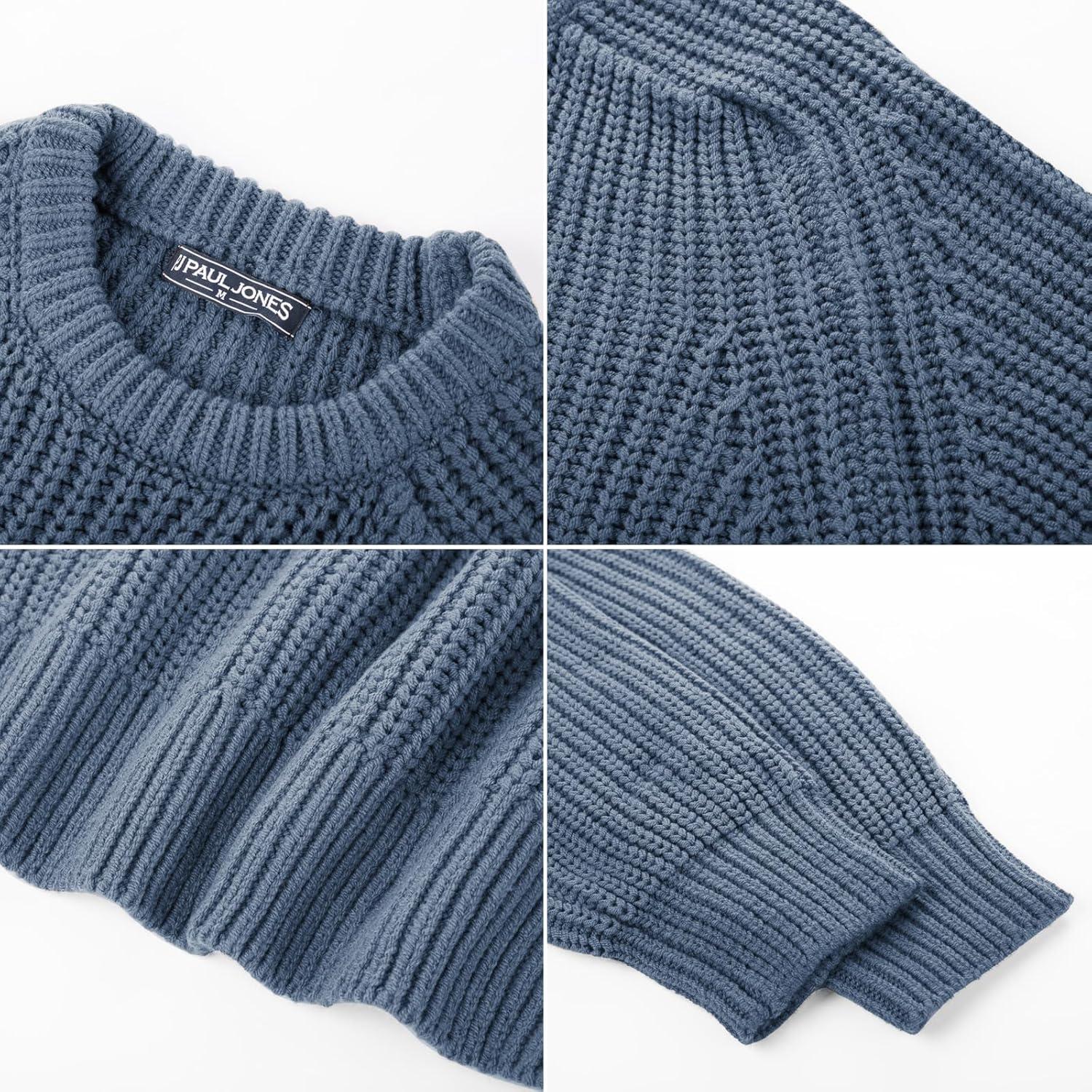 imagePJ PAUL JONES Mens Sweater Crewneck Knit Sweaters Casual Textured Pullover SweaterGray Blue