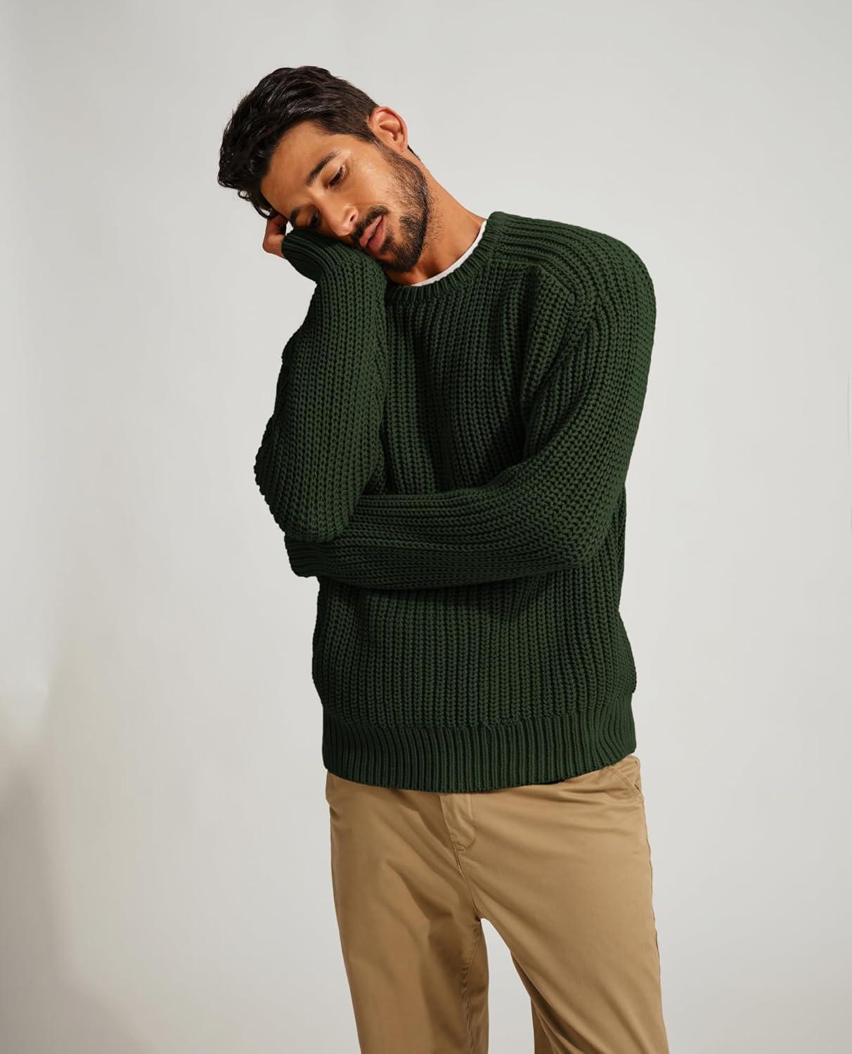 imagePJ PAUL JONES Mens Sweater Crewneck Knit Sweaters Casual Textured Pullover SweaterGreen