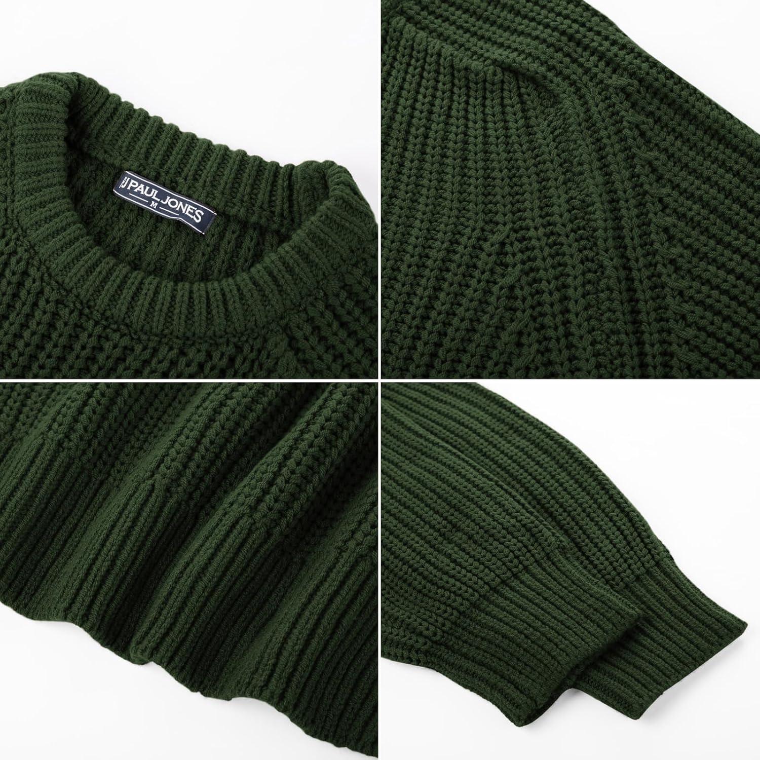 imagePJ PAUL JONES Mens Sweater Crewneck Knit Sweaters Casual Textured Pullover SweaterGreen