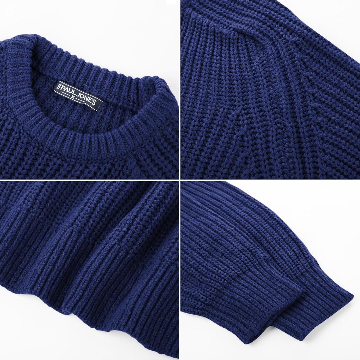 imagePJ PAUL JONES Mens Sweater Crewneck Knit Sweaters Casual Textured Pullover SweaterRoyal Blue