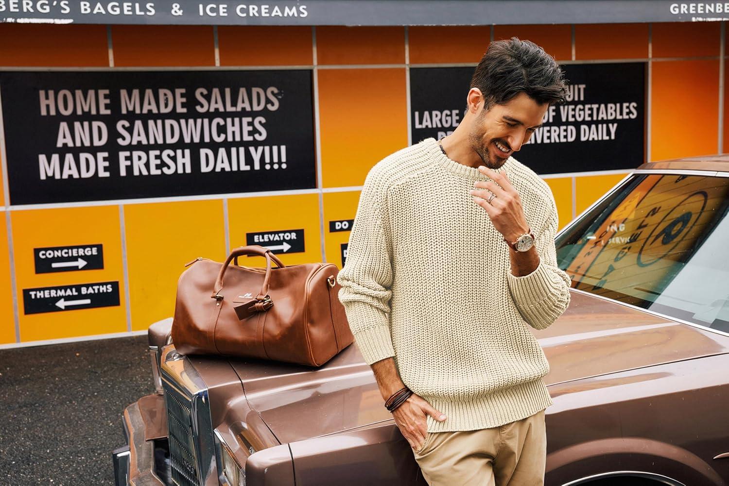 imagePJ PAUL JONES Mens Sweater Crewneck Knit Sweaters Casual Textured Pullover SweaterWhite