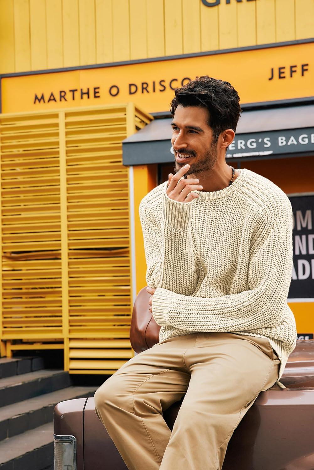 imagePJ PAUL JONES Mens Sweater Crewneck Knit Sweaters Casual Textured Pullover SweaterWhite