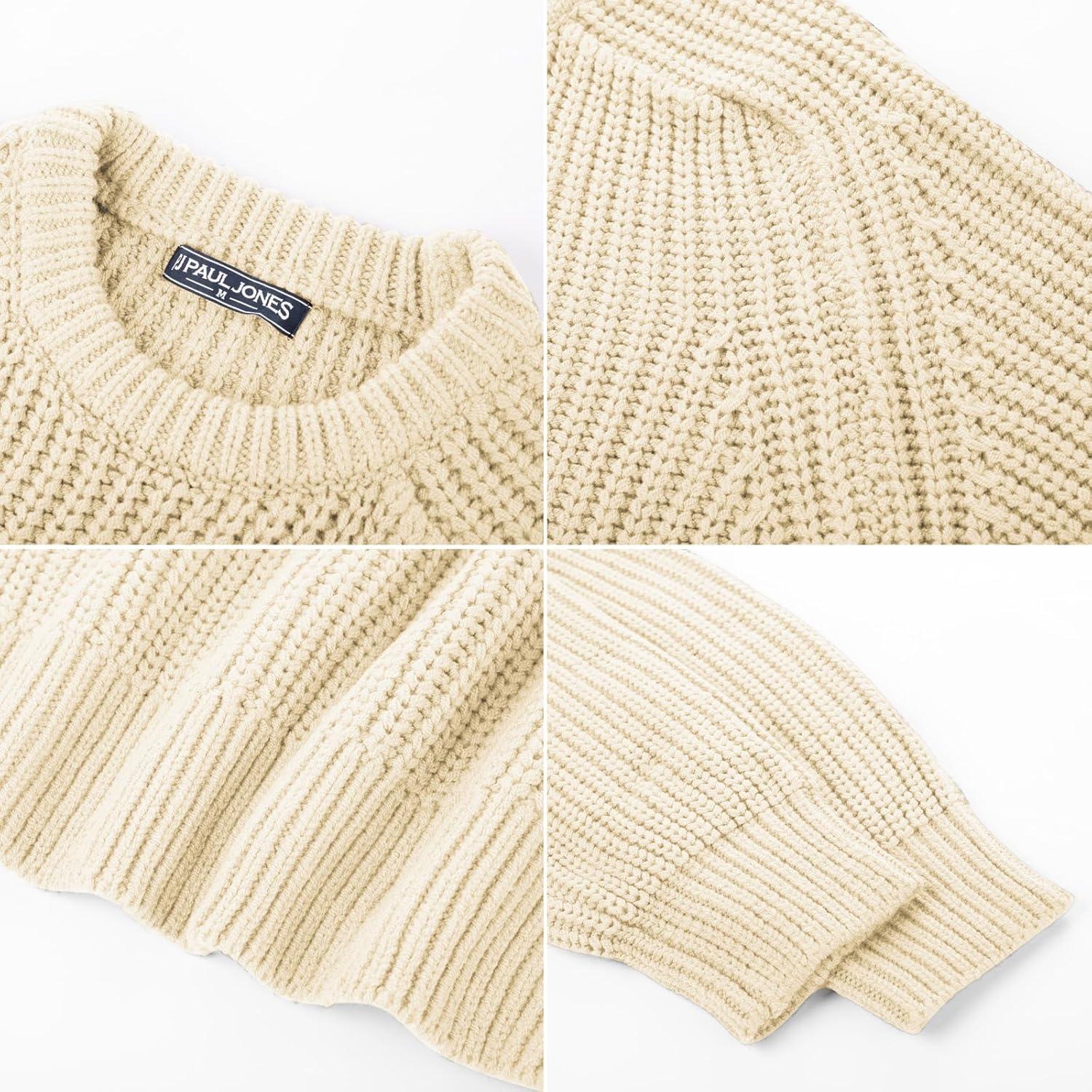 imagePJ PAUL JONES Mens Sweater Crewneck Knit Sweaters Casual Textured Pullover SweaterWhite