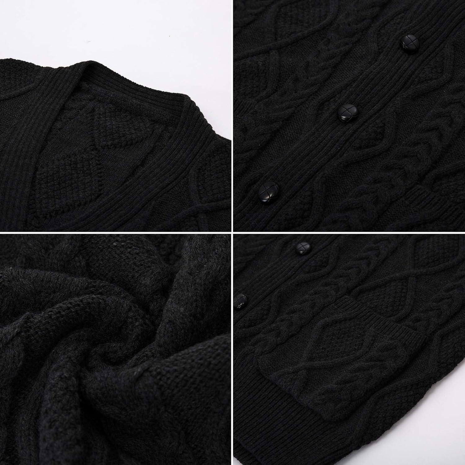 imagePJ PAUL JONES Mens Sweater Vest VNeck Sleeveless Cable Knitted Cardigan VestBlack1