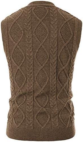 imagePJ PAUL JONES Mens Sweater Vest VNeck Sleeveless Cable Knitted Cardigan VestCoffee