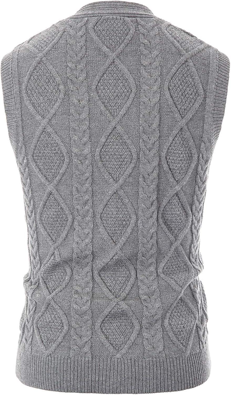 imagePJ PAUL JONES Mens Sweater Vest VNeck Sleeveless Cable Knitted Cardigan VestGrey