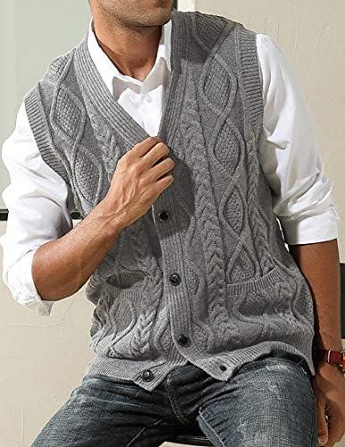 imagePJ PAUL JONES Mens Sweater Vest VNeck Sleeveless Cable Knitted Cardigan VestGrey