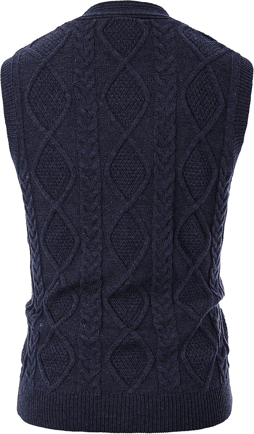 imagePJ PAUL JONES Mens Sweater Vest VNeck Sleeveless Cable Knitted Cardigan VestRoyal Blue