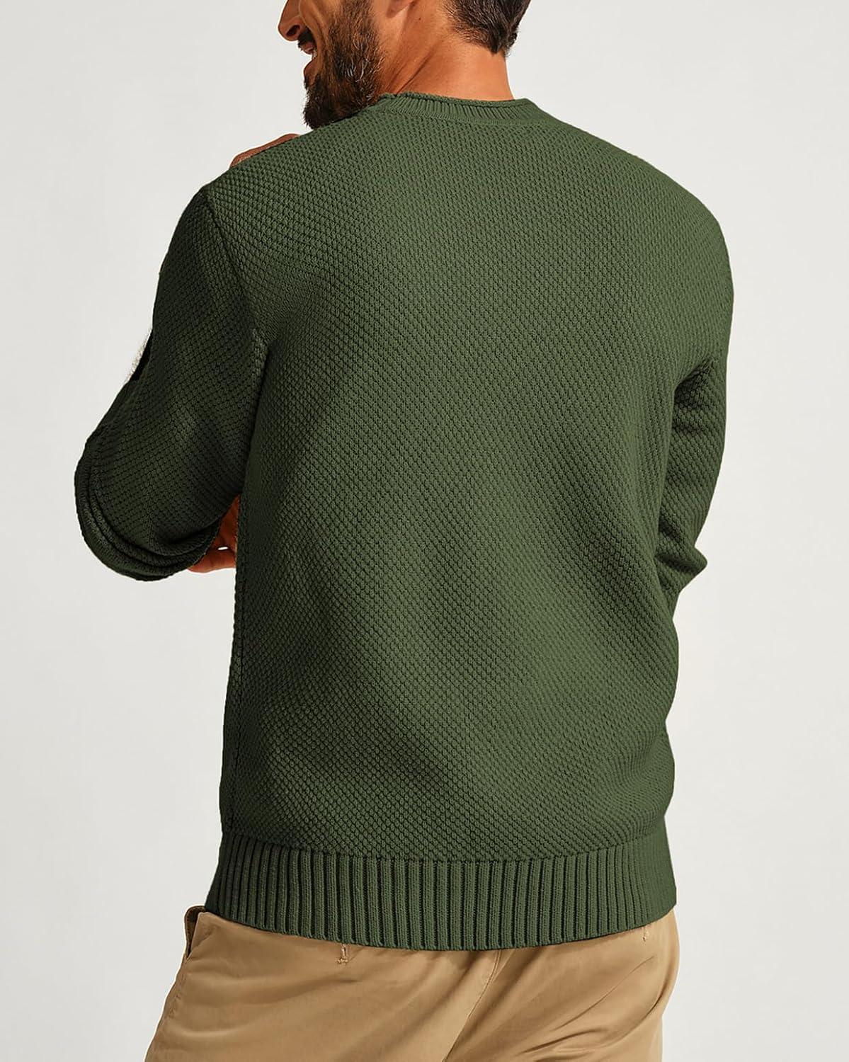 imagePJ PAUL JONES Mens Sweater Waffle Knit Crewneck Sweater Textured Long Sleeve PulloverAmy Green
