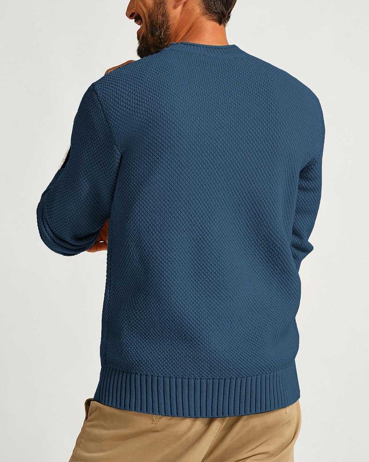 imagePJ PAUL JONES Mens Sweater Waffle Knit Crewneck Sweater Textured Long Sleeve PulloverDark Blue