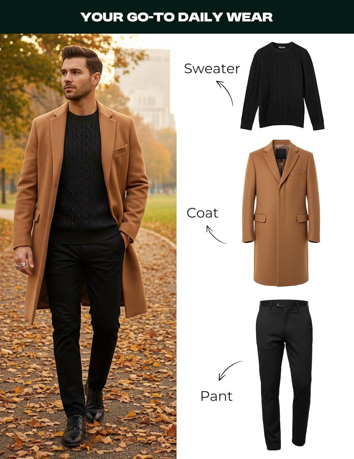 imagePJ PAUL JONES Mens Sweaters Casual Cable Knit Pullover Sweater Crewneck Twist SweatersBlack