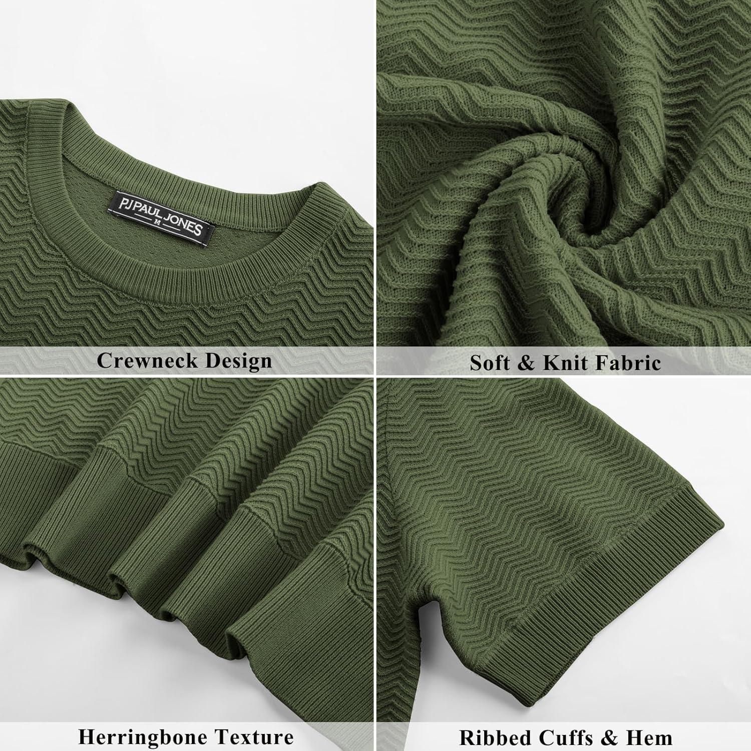 imagePJ PAUL JONES Mens TShirts Crewneck Short Sleeve Tee Textured Knit Pullover TopsGreen