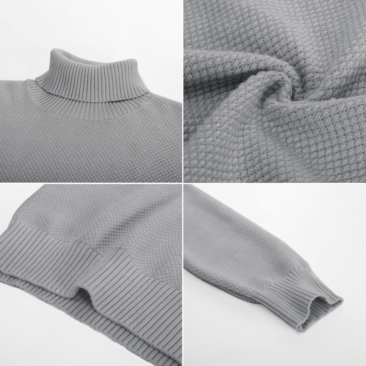 imagePJ PAUL JONES Mens Turtleneck Sweaters Long Sleeve Mock Neck Knit Sweaters Ribbed Slim Pullover SweaterLight Grey