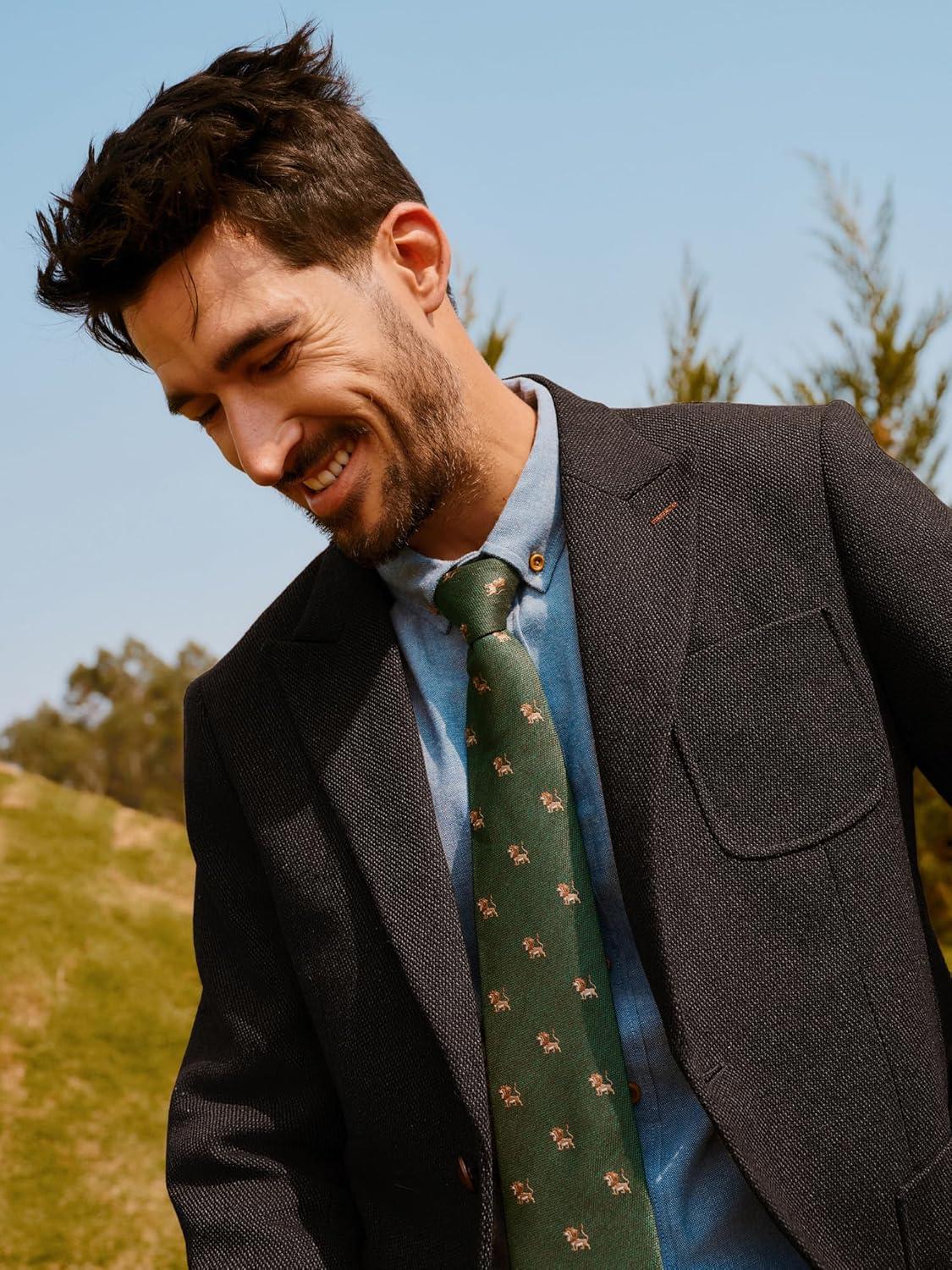 imagePJ PAUL JONES Mens Tweed Blazer Wool Sport Coat Two Button Peak Lapel Vintage Suit JacketsDark Coffee