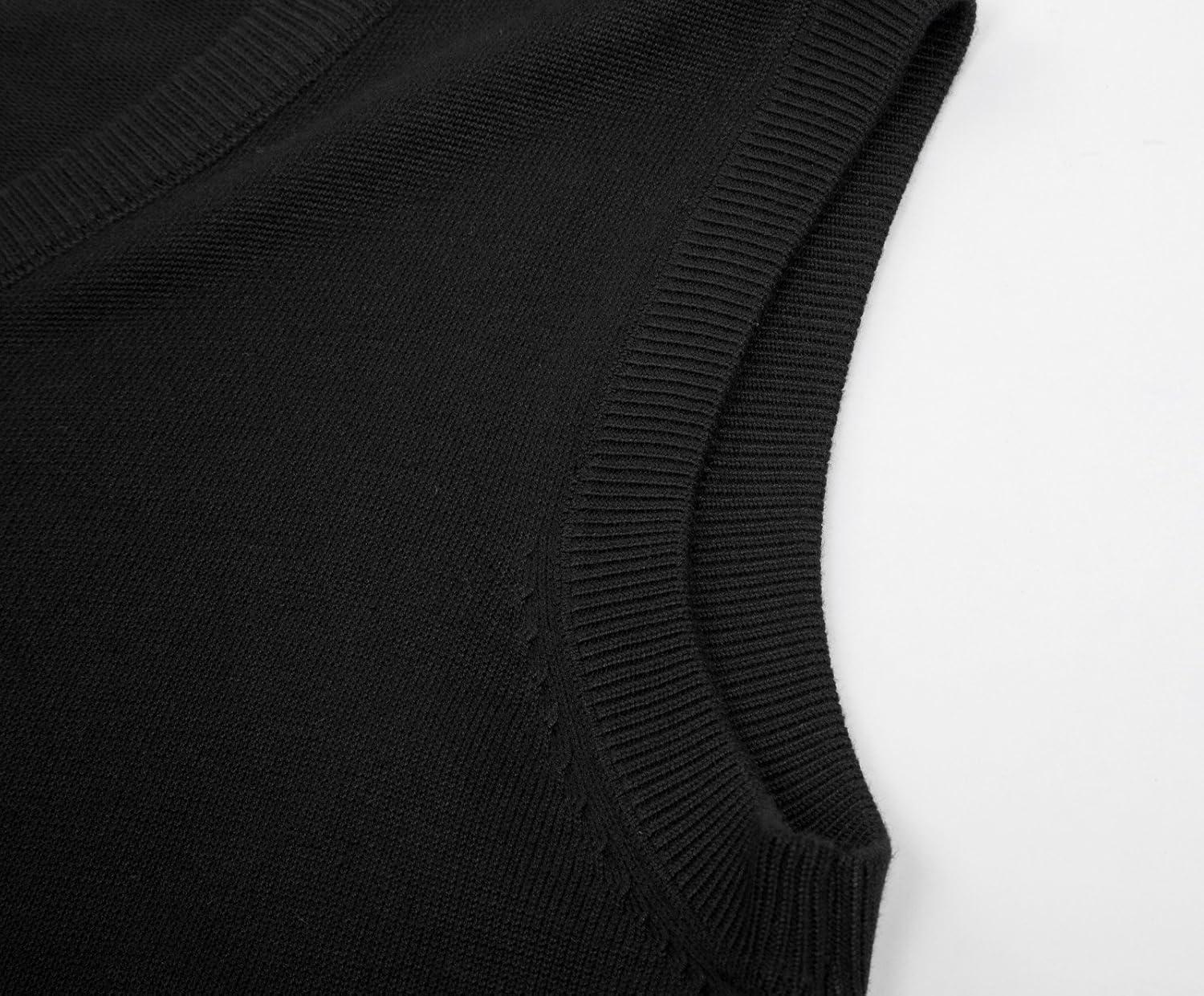 imagePJ PAUL JONES Mens VNeck Knitted Sweater Vest Solid Plain Sleeveless Pullover KnitwearBlack