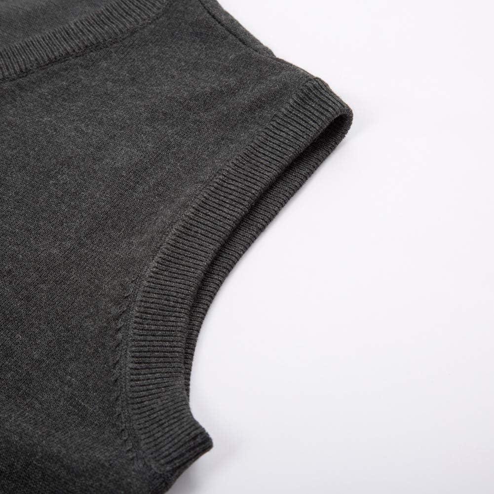 imagePJ PAUL JONES Mens VNeck Knitted Sweater Vest Solid Plain Sleeveless Pullover KnitwearDark Grey
