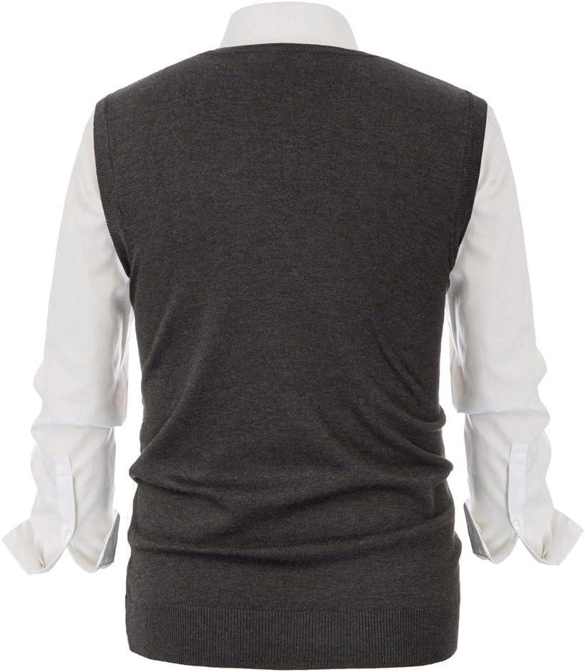 imagePJ PAUL JONES Mens VNeck Knitted Sweater Vest Solid Plain Sleeveless Pullover KnitwearDark Grey