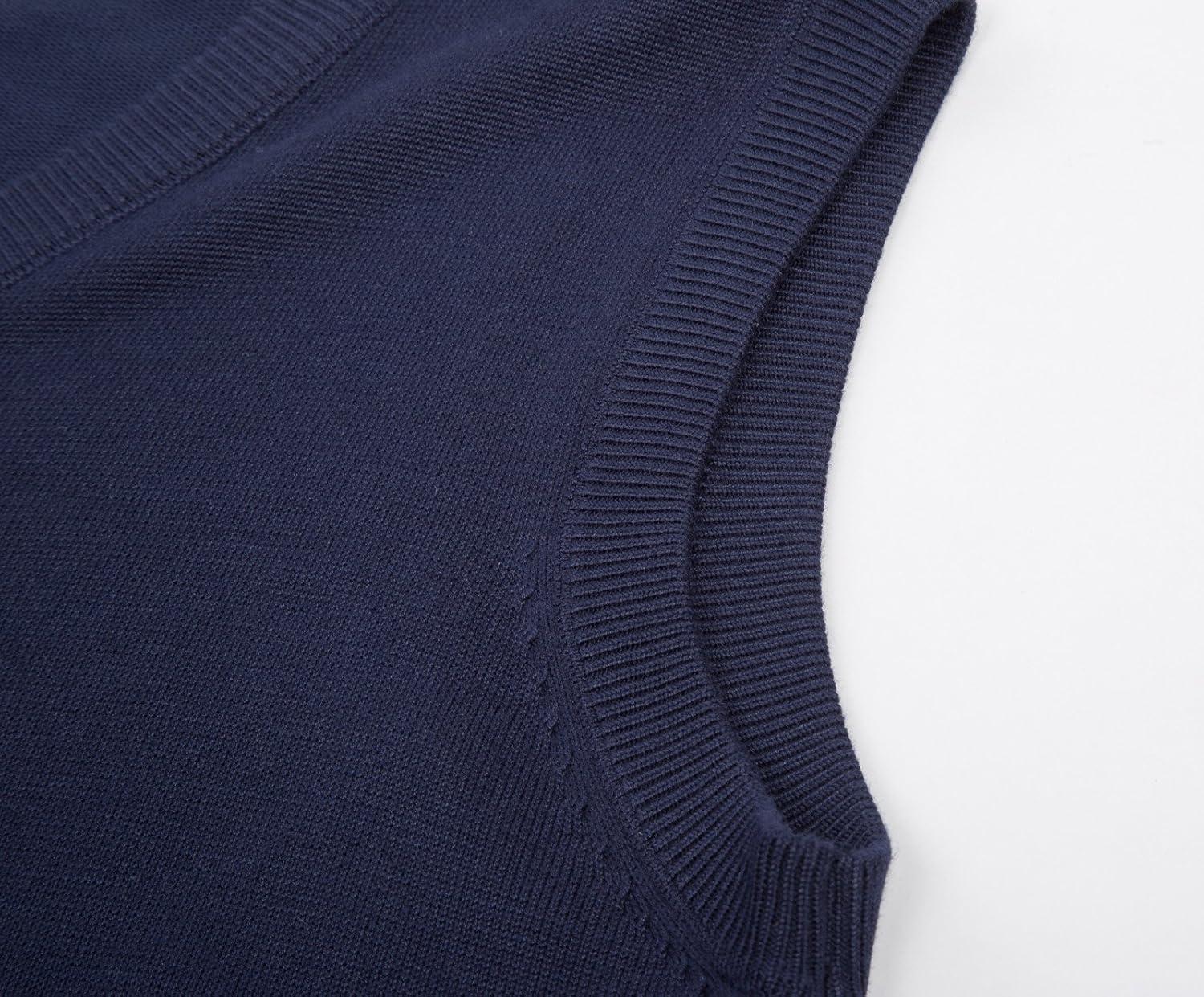 imagePJ PAUL JONES Mens VNeck Knitted Sweater Vest Solid Plain Sleeveless Pullover KnitwearNavy Blue