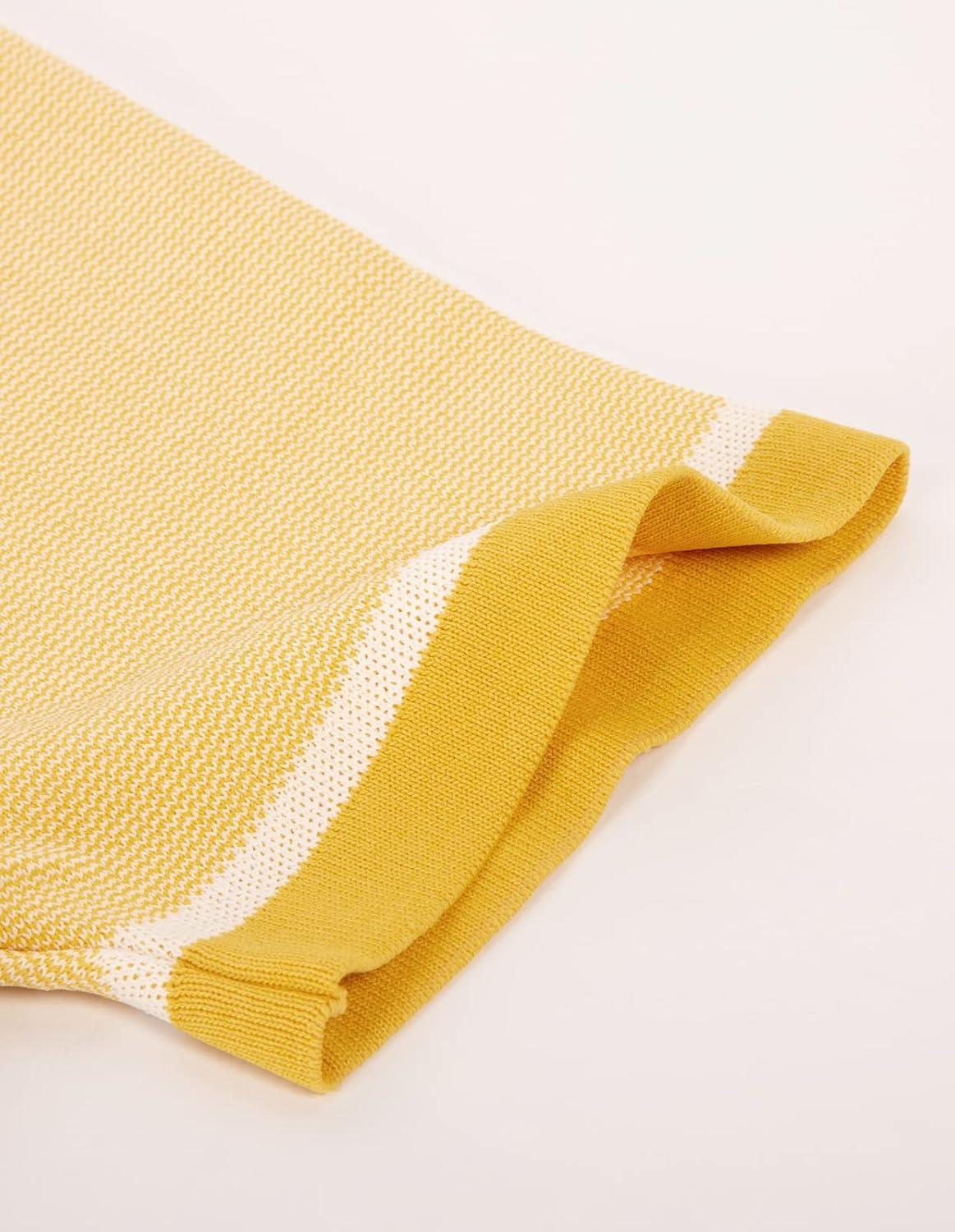 imagePJ PAUL JONES Mens Vintage Stripe Knit Polo Shirts Short Sleeve Stylish Button Down Cardigan SweaterYellow