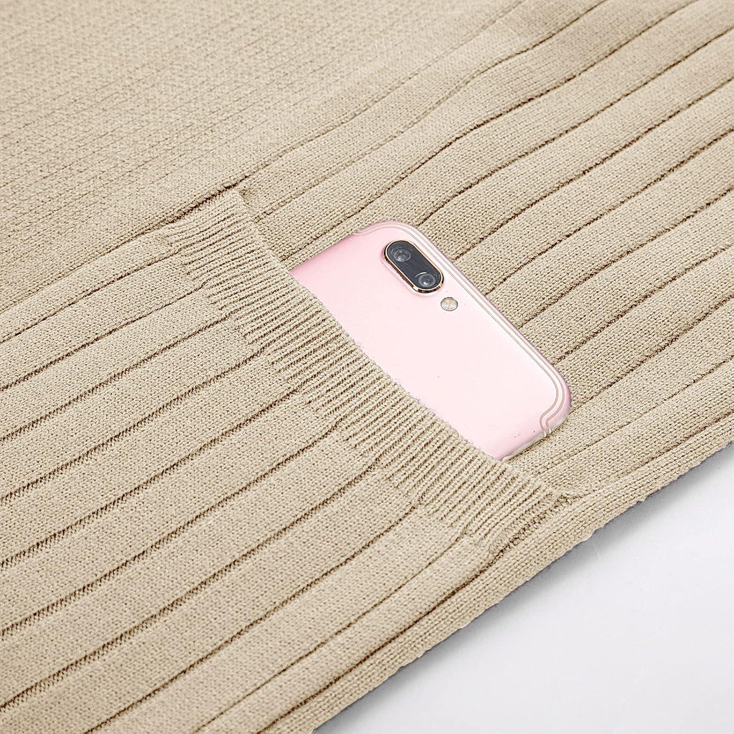 imagePJ PUAL JONES Mens Shawl Collar Open Front Long Cardigan Ribbed Knit Sweater with PocketsBeige