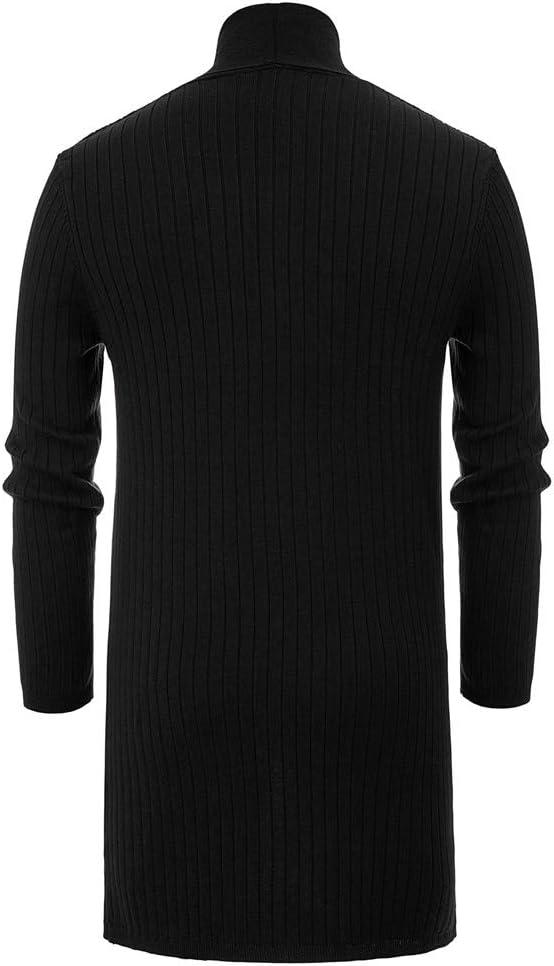 imagePJ PUAL JONES Mens Shawl Collar Open Front Long Cardigan Ribbed Knit Sweater with PocketsBlack