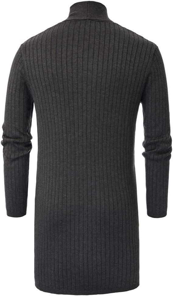 imagePJ PUAL JONES Mens Shawl Collar Open Front Long Cardigan Ribbed Knit Sweater with PocketsDark Gray