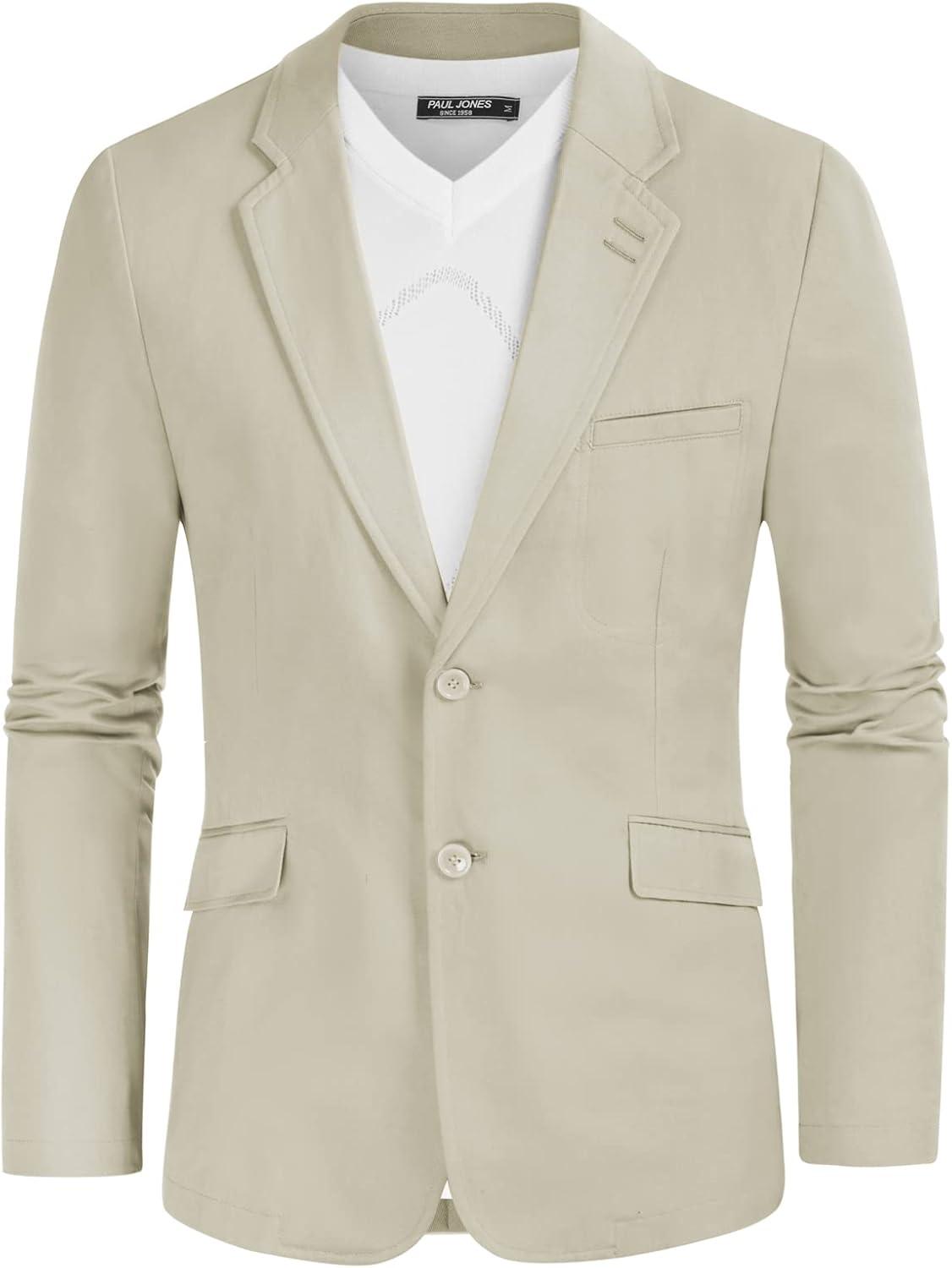 imagePJ Paul Jones Mens Cotton Twill Blazer Jacket Lightweight Casual Slim Fit Sport CoatApricot