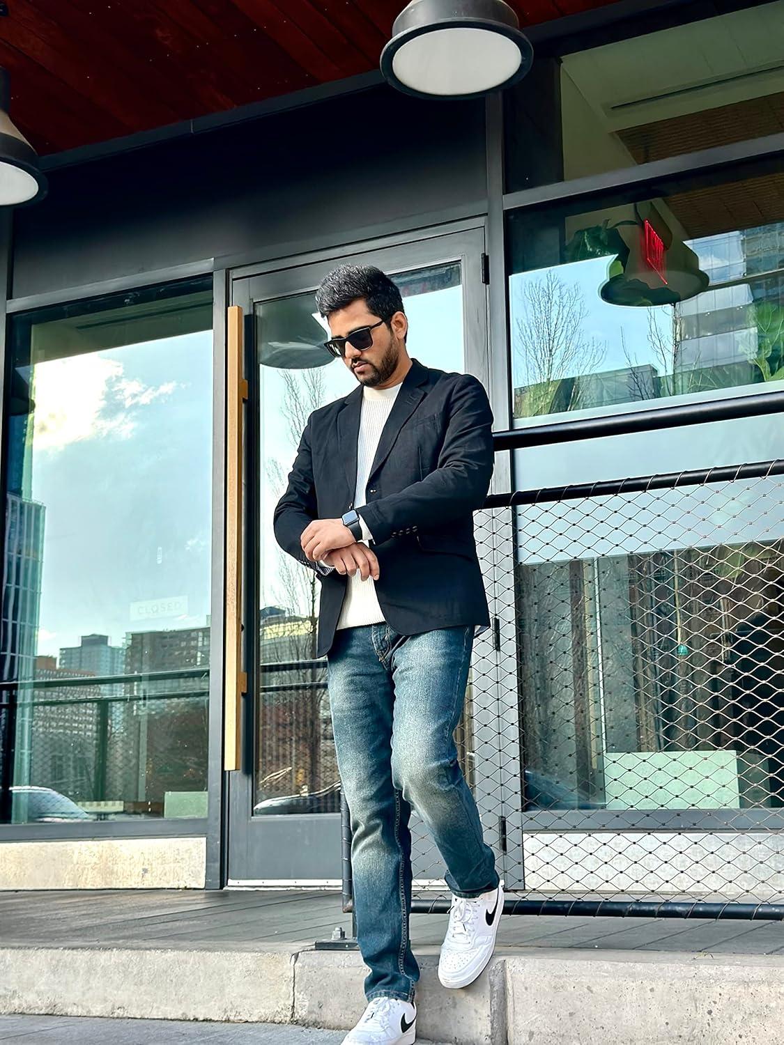 imagePJ Paul Jones Mens Cotton Twill Blazer Jacket Lightweight Casual Slim Fit Sport CoatBlack