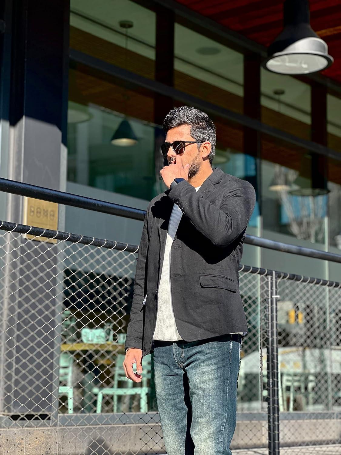 imagePJ Paul Jones Mens Cotton Twill Blazer Jacket Lightweight Casual Slim Fit Sport CoatBlack