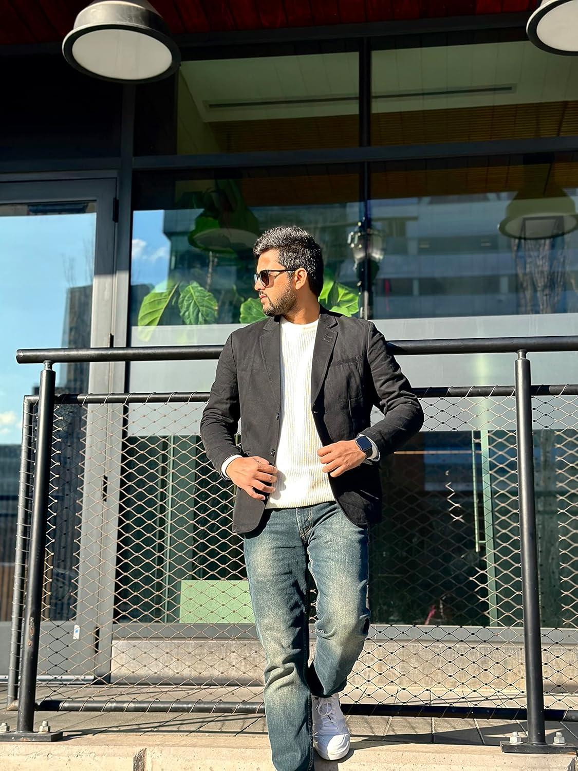 imagePJ Paul Jones Mens Cotton Twill Blazer Jacket Lightweight Casual Slim Fit Sport CoatBlack