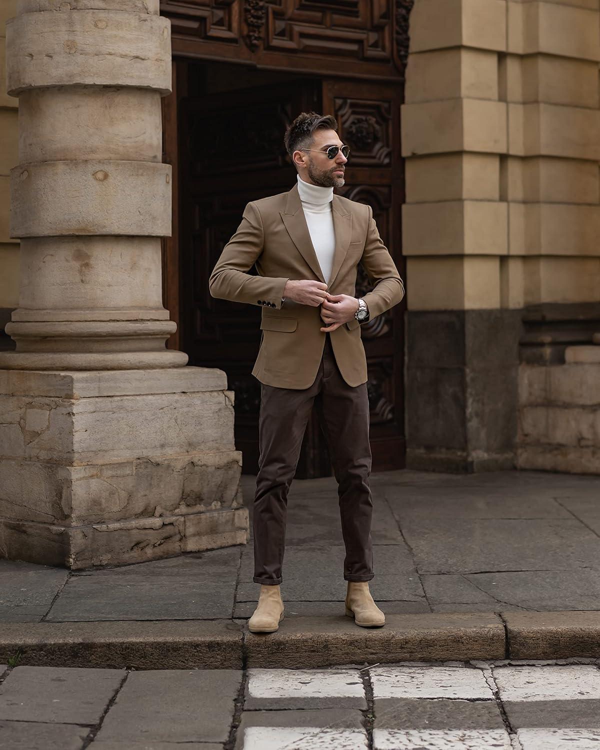 imagePJ Paul Jones Mens Cotton Twill Blazer Jacket Lightweight Casual Slim Fit Sport CoatBrown