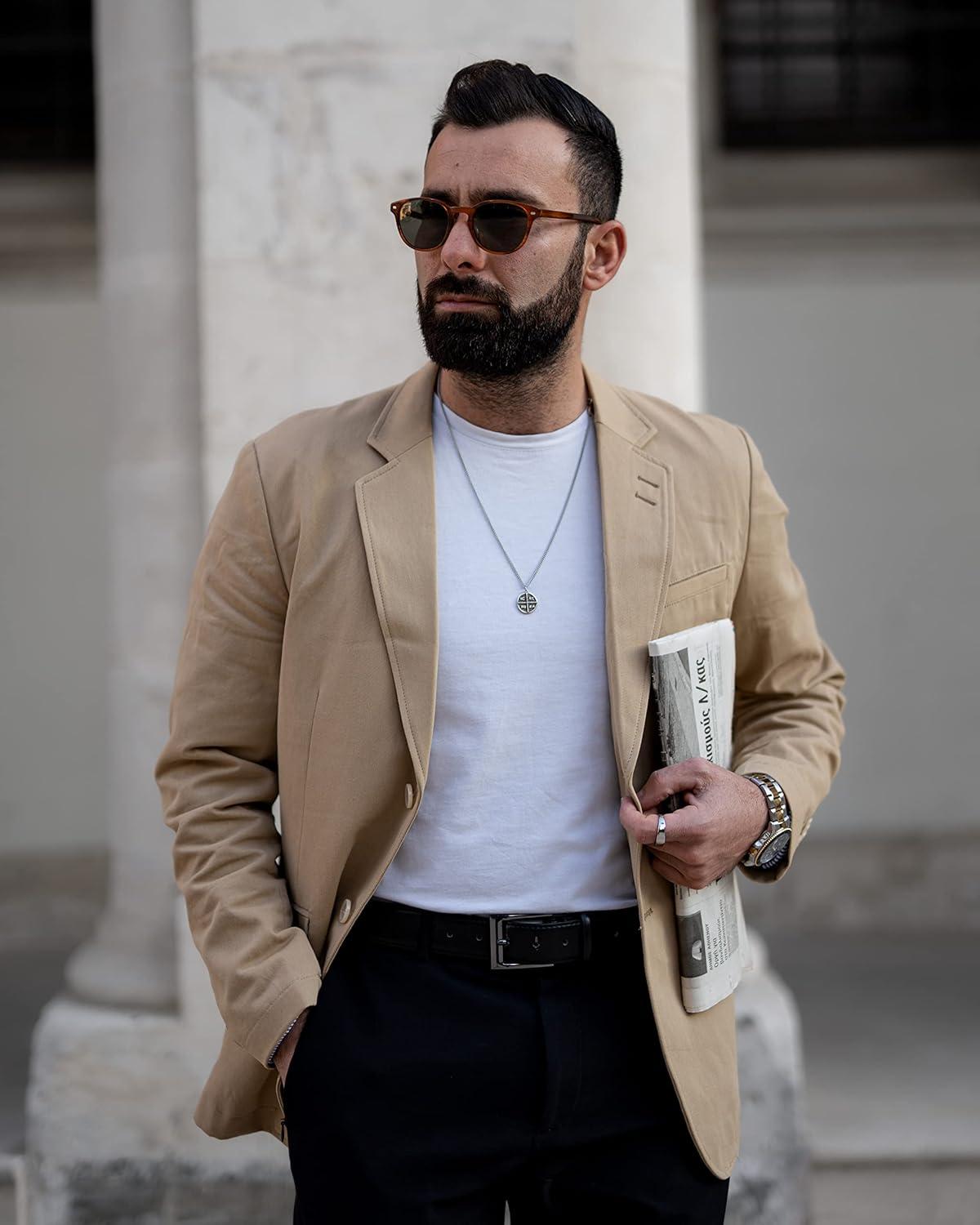 imagePJ Paul Jones Mens Cotton Twill Blazer Jacket Lightweight Casual Slim Fit Sport CoatKhaki