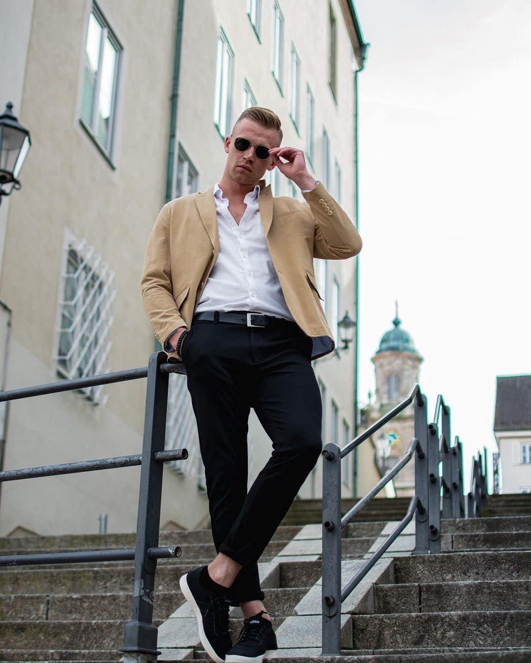 imagePJ Paul Jones Mens Cotton Twill Blazer Jacket Lightweight Casual Slim Fit Sport CoatKhaki