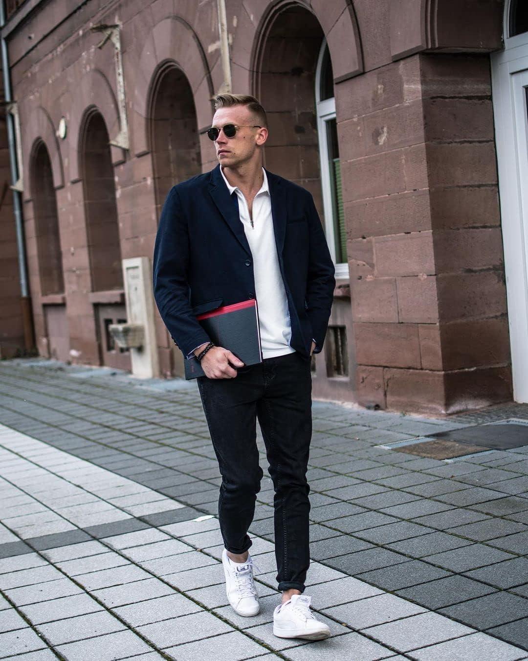 imagePJ Paul Jones Mens Cotton Twill Blazer Jacket Lightweight Casual Slim Fit Sport CoatNavy