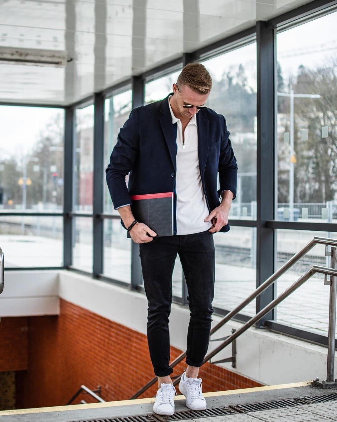 imagePJ Paul Jones Mens Cotton Twill Blazer Jacket Lightweight Casual Slim Fit Sport CoatNavy