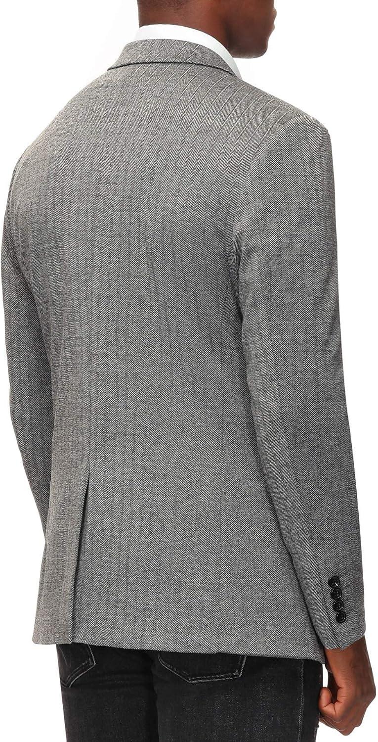 imagePJ Paul Jones Mens Herringbone Blazer Jacket Lightweight Casual Knit Sport CoatBlack