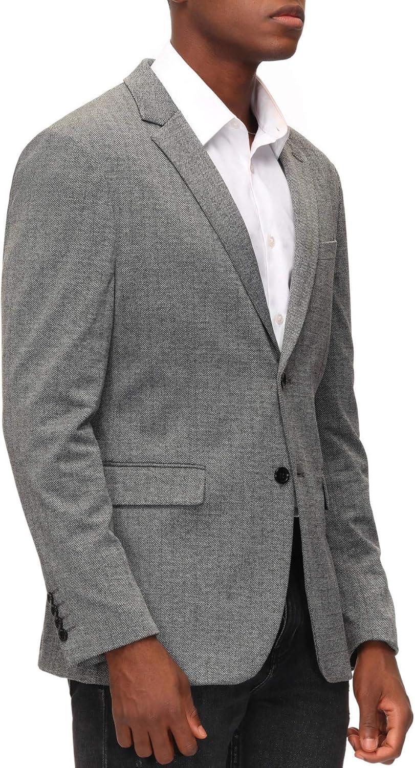 imagePJ Paul Jones Mens Herringbone Blazer Jacket Lightweight Casual Knit Sport CoatBlack