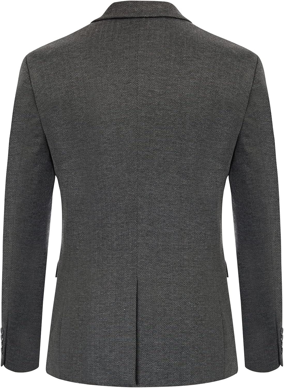 imagePJ Paul Jones Mens Herringbone Blazer Jacket Lightweight Casual Knit Sport CoatBlack Grey