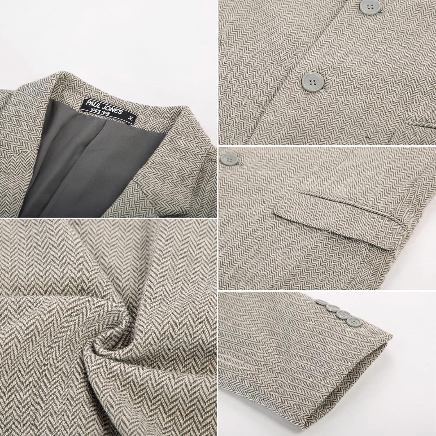 imagePJ Paul Jones Mens Herringbone Blazer Jacket Lightweight Casual Knit Sport CoatCapricot