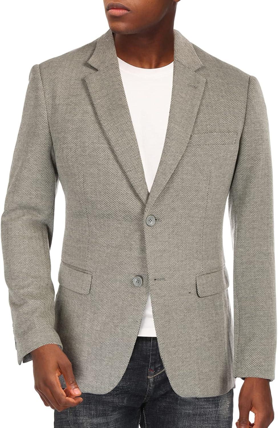 imagePJ Paul Jones Mens Herringbone Blazer Jacket Lightweight Casual Knit Sport CoatCapricot