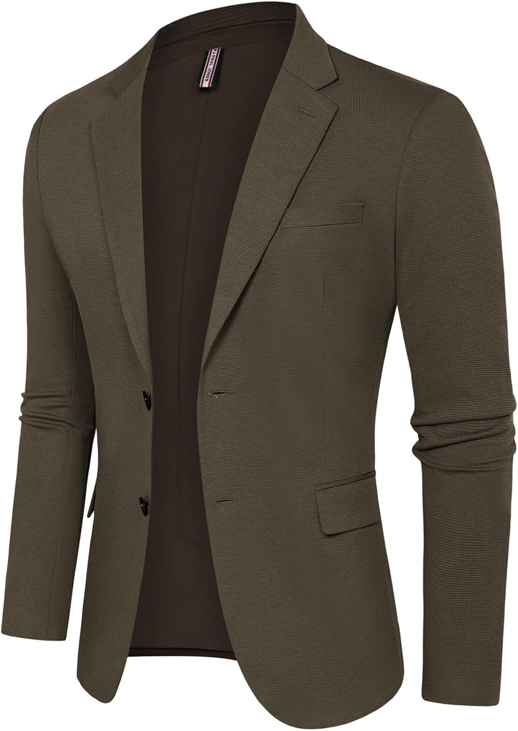 imagePJ Paul Jones Mens Herringbone Blazer Jacket Lightweight Casual Knit Sport CoatCoffee