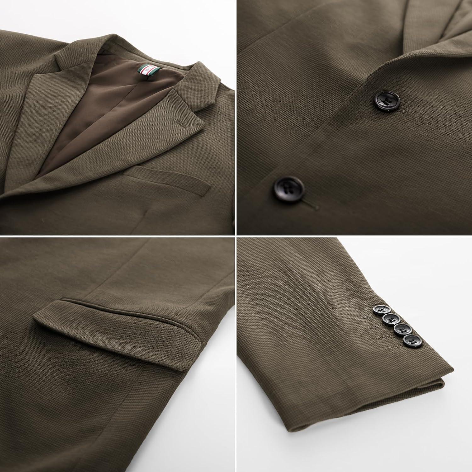 imagePJ Paul Jones Mens Herringbone Blazer Jacket Lightweight Casual Knit Sport CoatCoffee