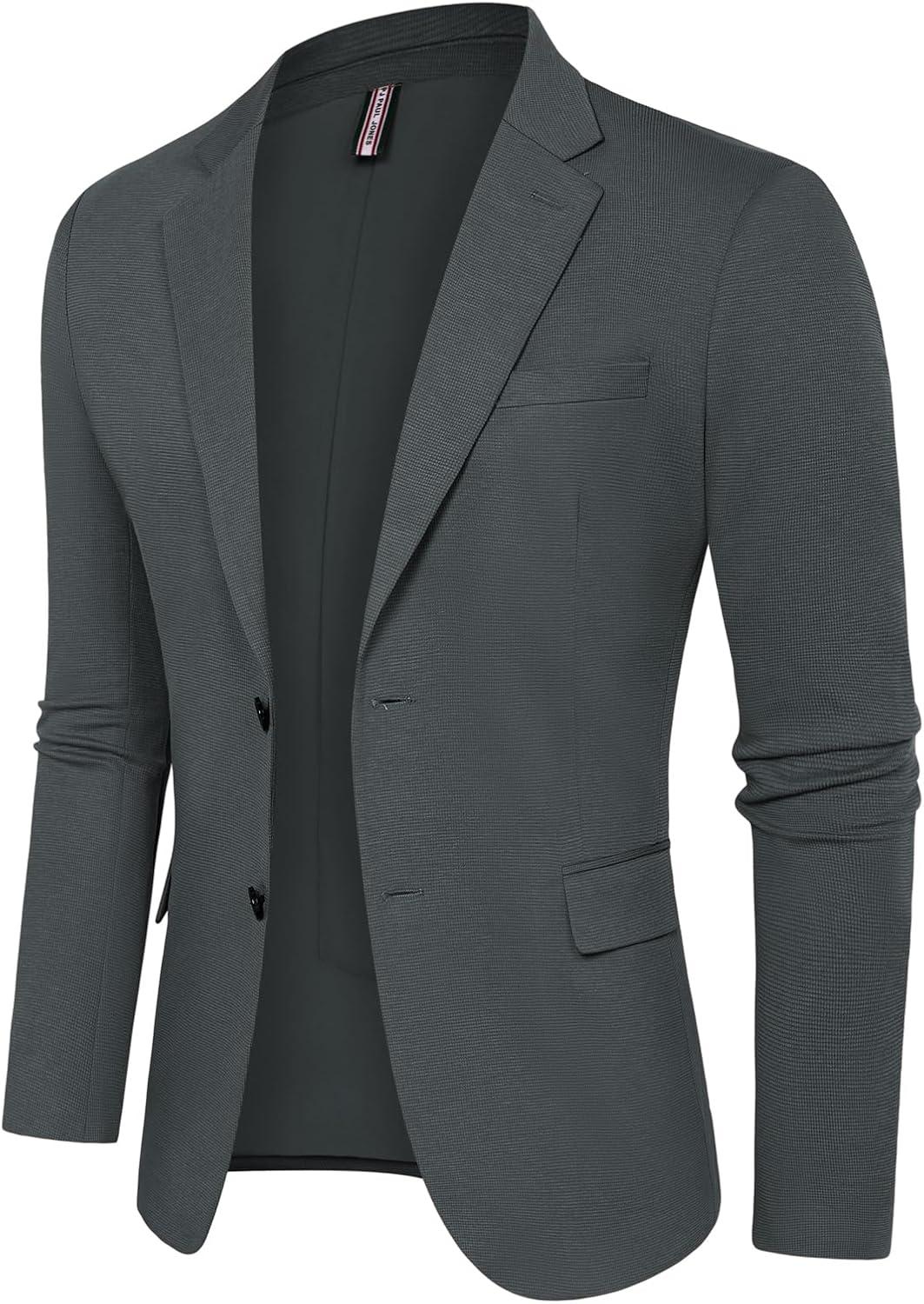 imagePJ Paul Jones Mens Herringbone Blazer Jacket Lightweight Casual Knit Sport CoatDark Grey New